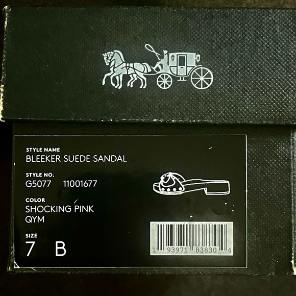 New with Box Coach Bleeker Suede Sandal shocking pink women’s sz 7 - Picture 14 of 16